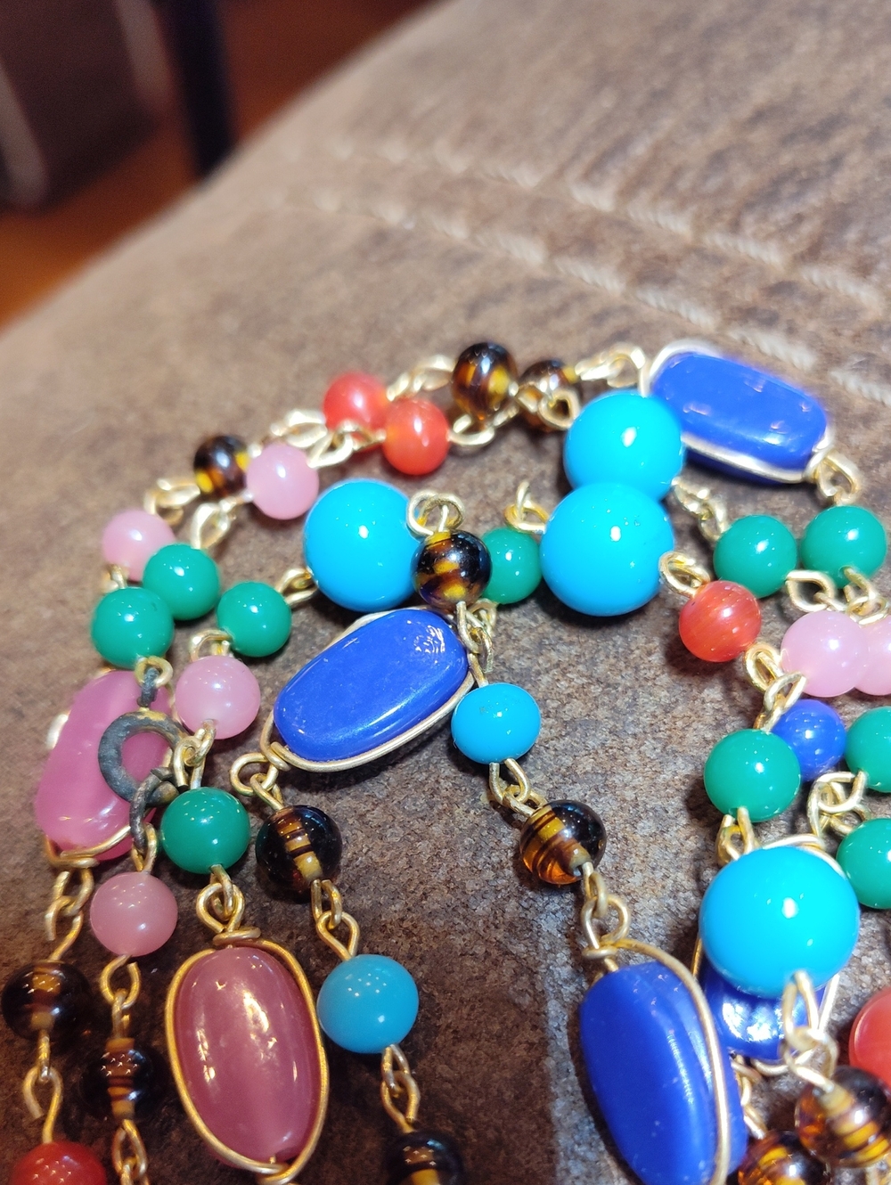 Mid-century Colorful Flapper Style Venetian Glass 58 inch Necklace - Picture 2 of 3